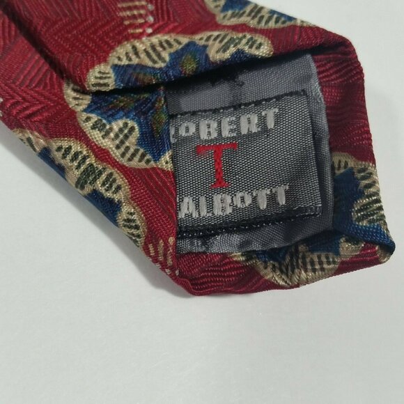 Robert Talbott Best of Class Men's Silk Neck Tie Red Blue Snowflake Christmas - Picture 4 of 5